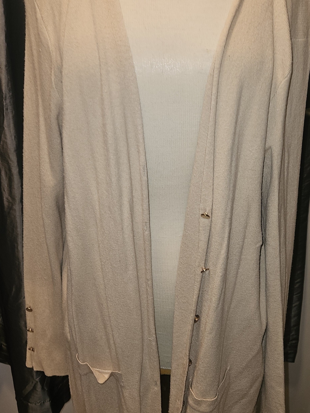 Light Beige Open-Front Women's Cardigan Sweater